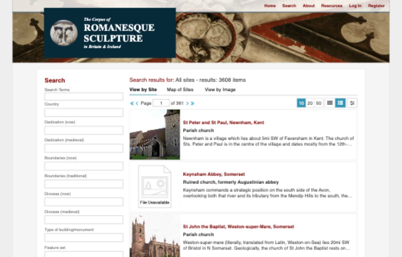 CRSBI search results interface
