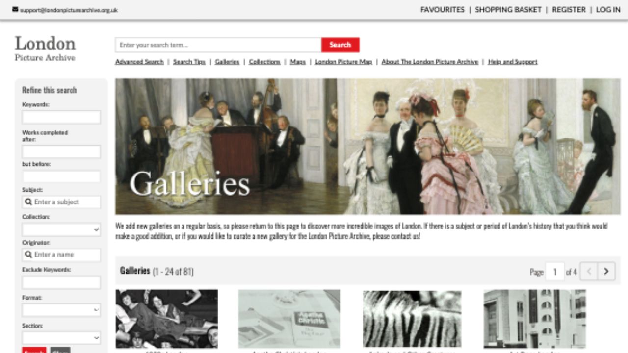 London Picture Archive public galleries page