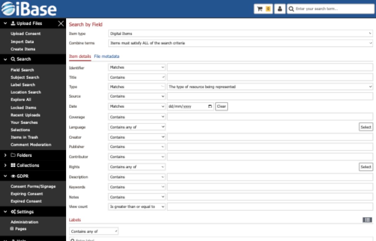 Logged-in iBase field search