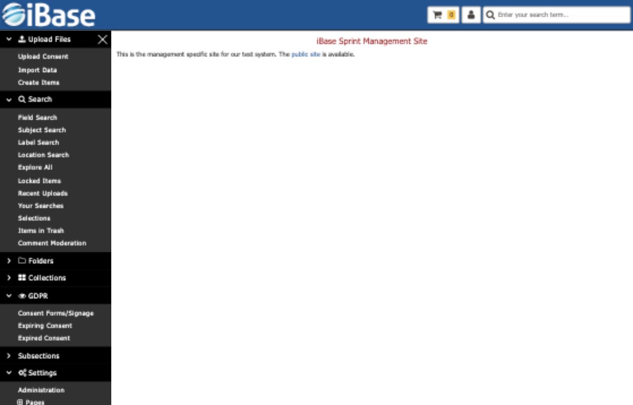 iBase management home screen